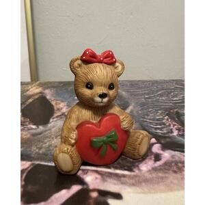 Homco Teddy Bear of the Month February 1413 Miniature Figurine Valentine Heart